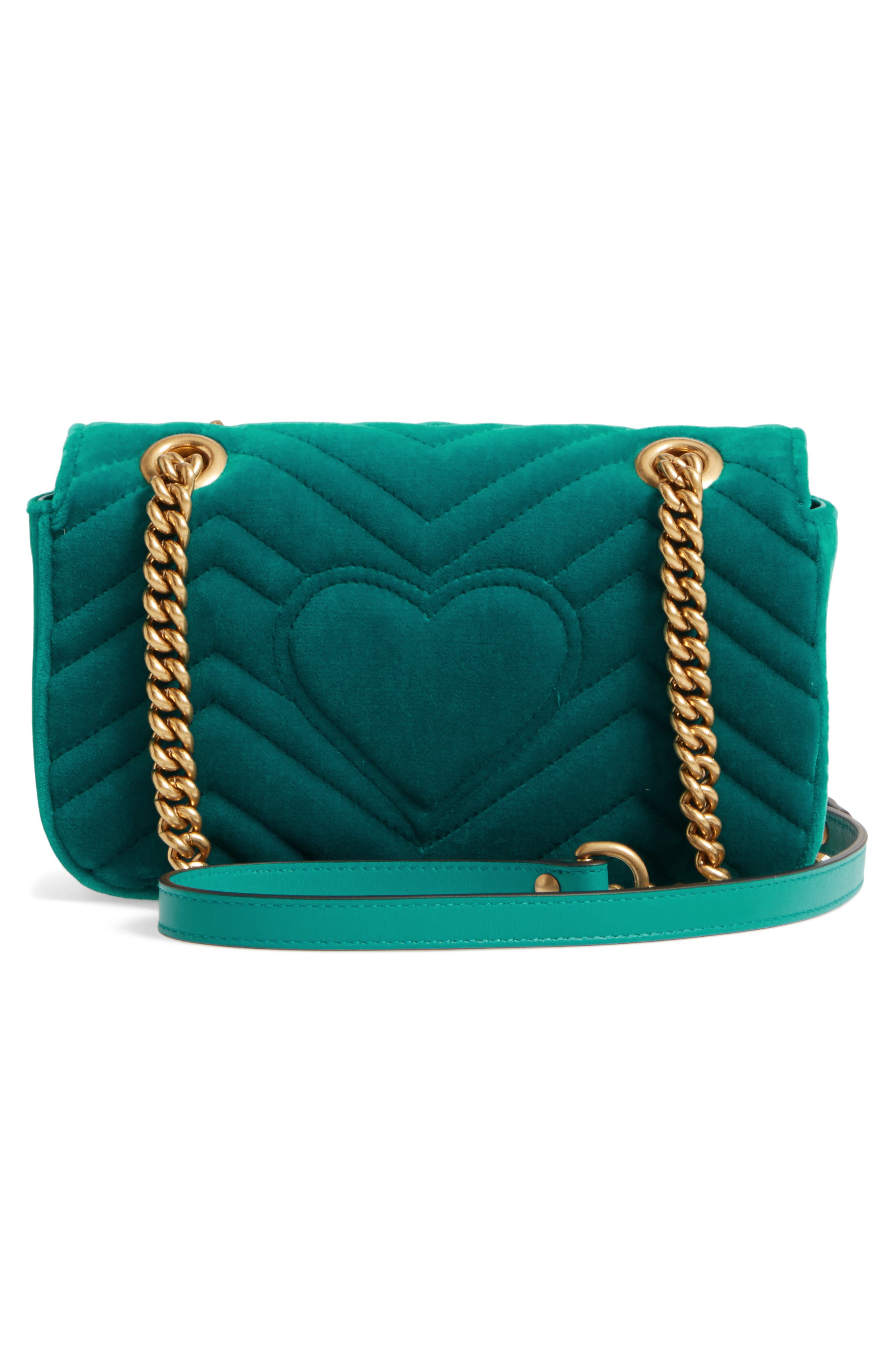 Gucci Mini GG Marmont Matelassé Velvet Shoulder Bag, Alternate, color, 