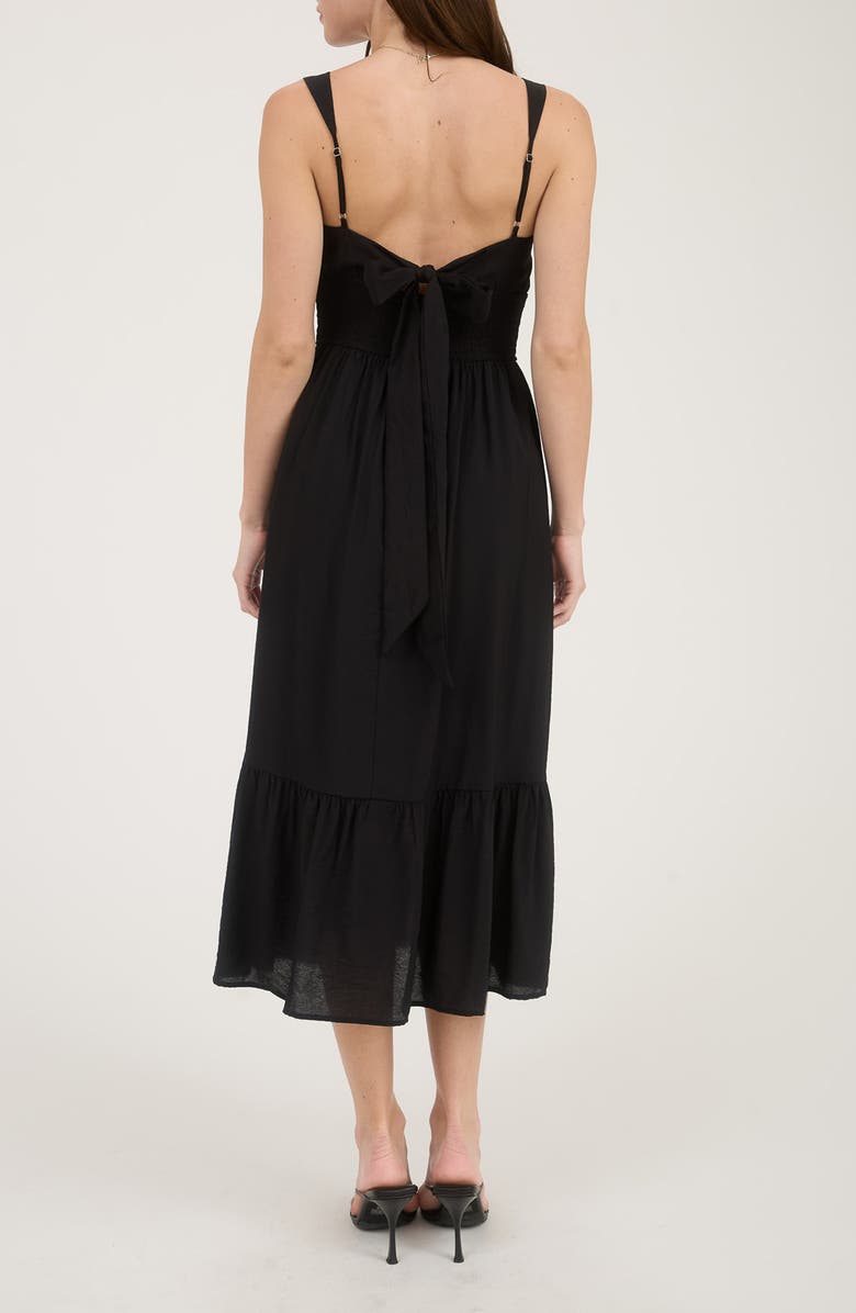 Blu Pepper Bow Tie Smocked Midi Sundress, Alternate, color, Black