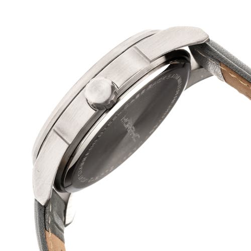 Morphic M63 Series Leather-band Watch W/date In Silver/grey