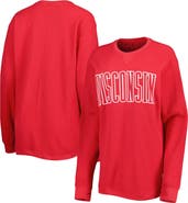 PRESSBOX Women's Pressbox Red Wisconsin Badgers Surf Plus Size Southlawn Waffle-Knit Thermal Tri-Blend Long Sleeve T-Shirt
