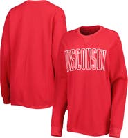 PRESSBOX Women's Pressbox Red Wisconsin Badgers Surf Plus Size Southlawn Waffle-Knit Thermal Tri-Blend Long Sleeve T-Shirt