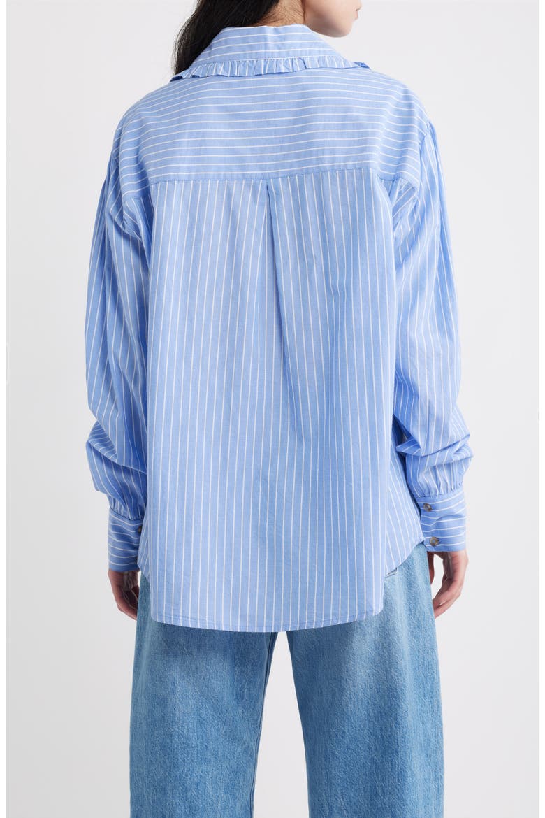 Kendall Ruffle Stripe Organic Cotton Shirt, Alternate, color, BLUE