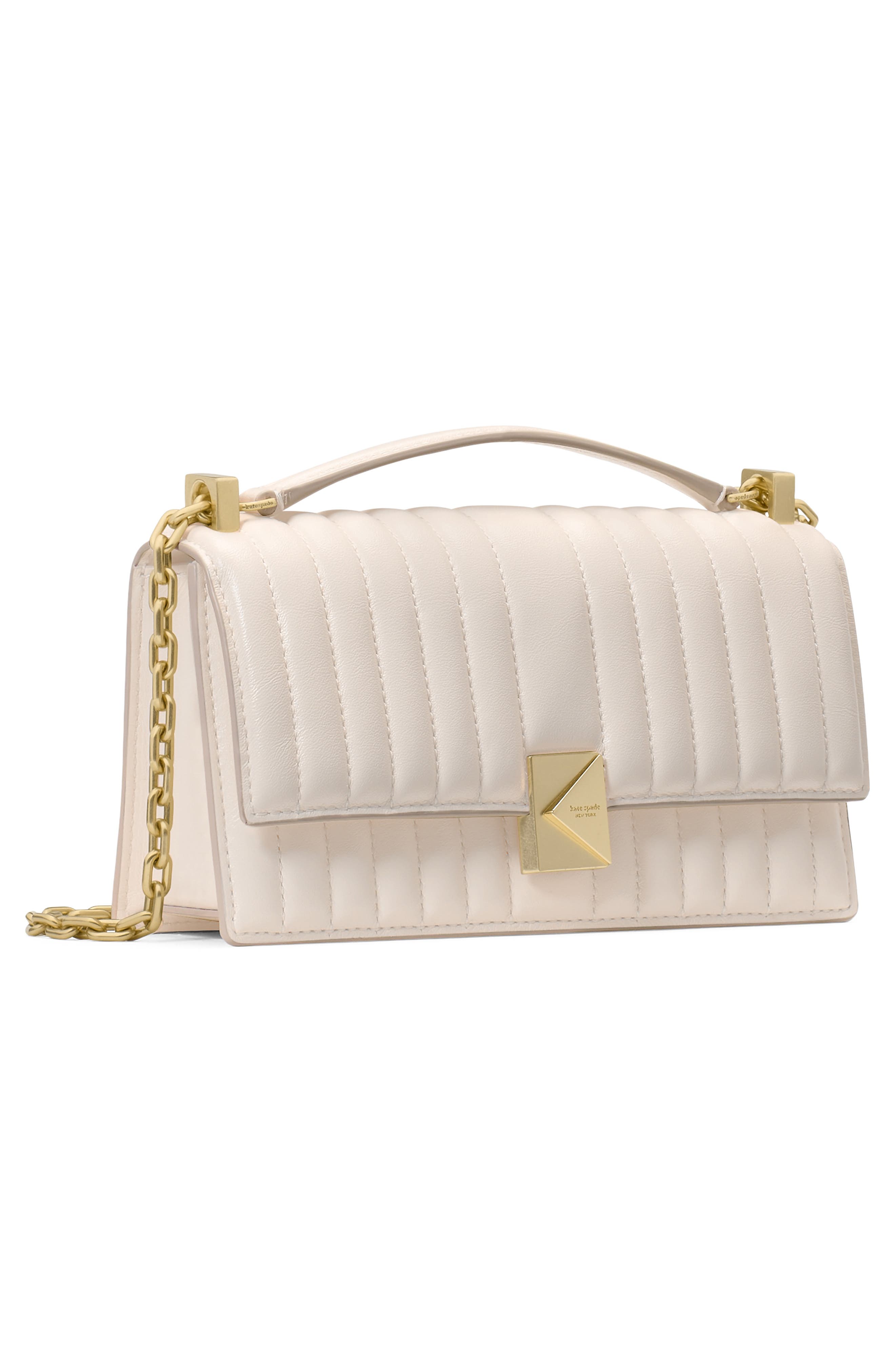 Kate Spade New York mini deco quilted leather convertible crossbody bag, Alternate, color, Cashew Milk