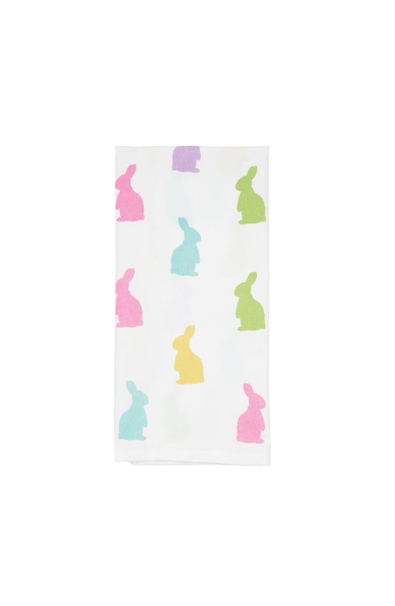 C&F Home Easter Bunny Rabbit Hop Silhouettes 100% Cotton Flour Sack Printed Kitchen Dishtowel, Alternate, color, White