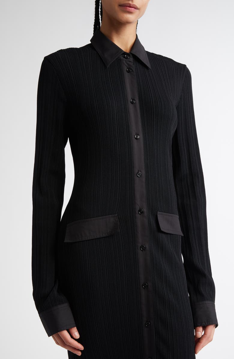 TOTEME Long Sleeve Rib Maxi Shirtdress, Alternate, color, Black