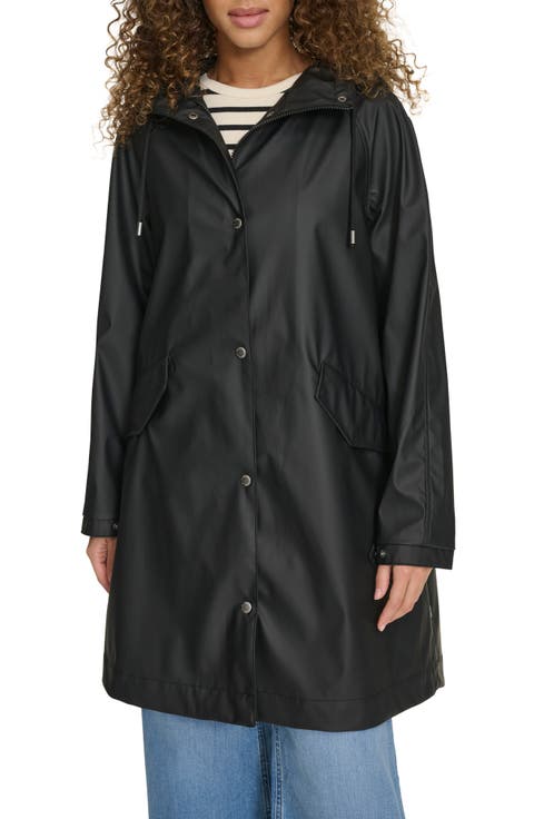 Water Resistant Hooded Long Rain Jacket
