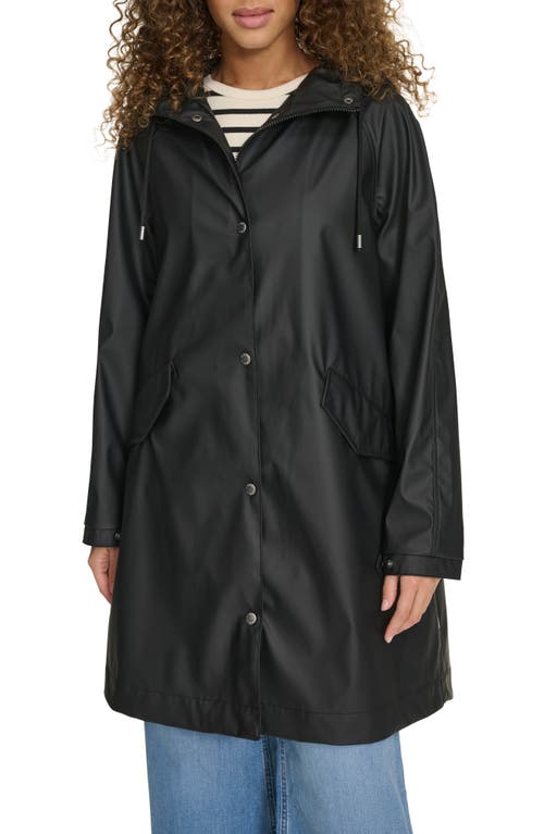 Levi's Water Resistant Hooded Long Rain Jacket In Black
