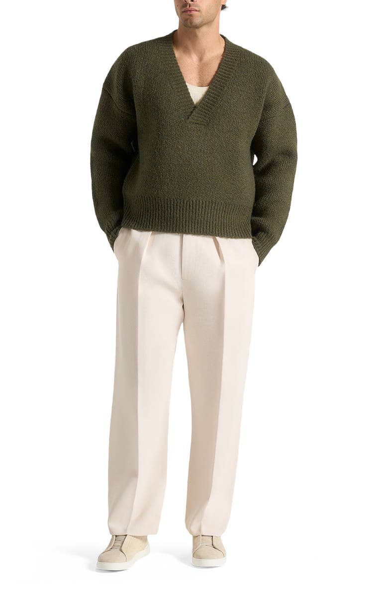 Manière De Voir Chad V-Neck Wool Knit Jumper, Alternate, color, Deep Olive