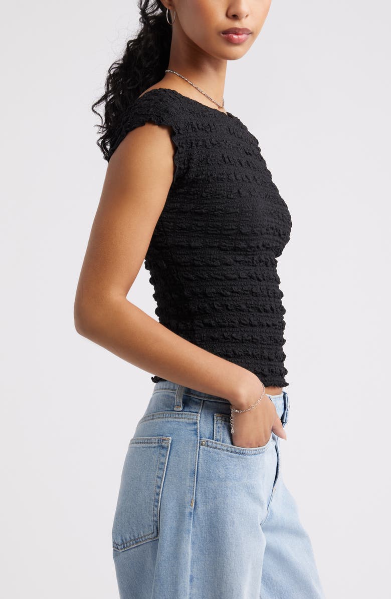BP. Textured Open Back Knit Top, Alternate, color, Black