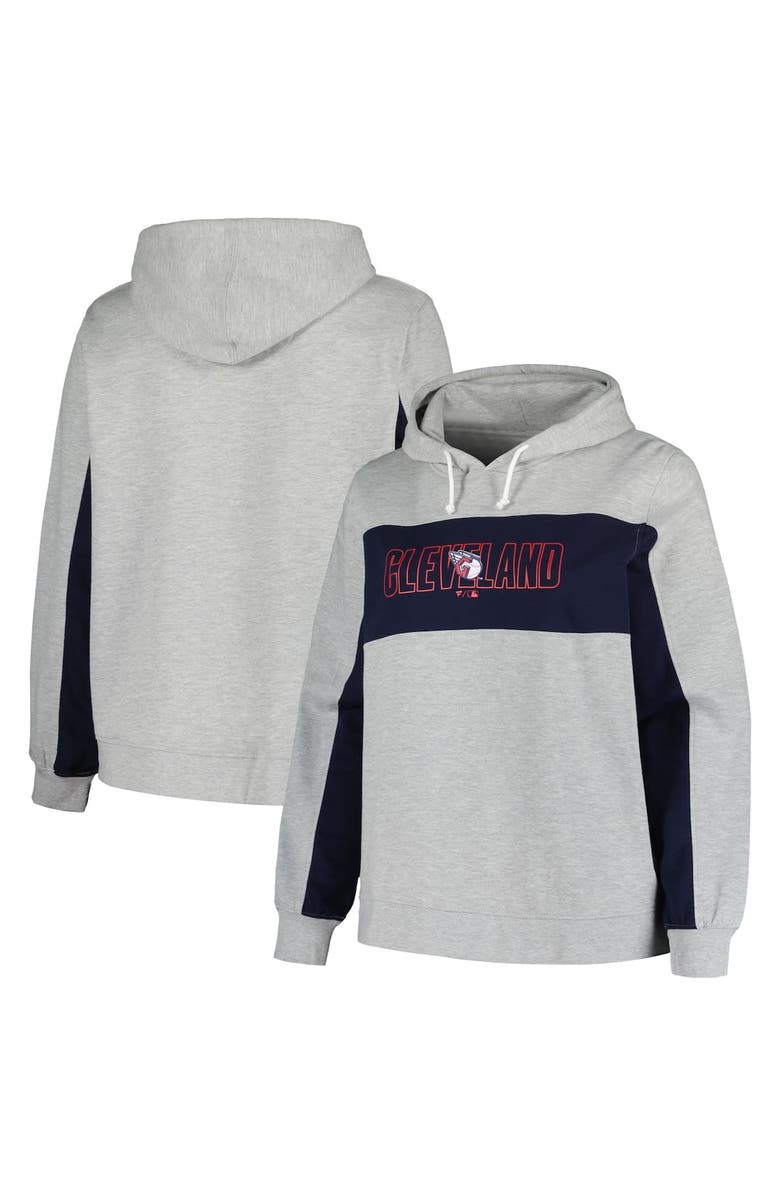 PROFILE Women's Profile Heather Gray Cleveland Guardians Plus Size Pullover Hoodie, Alternate, color, Heather Gray