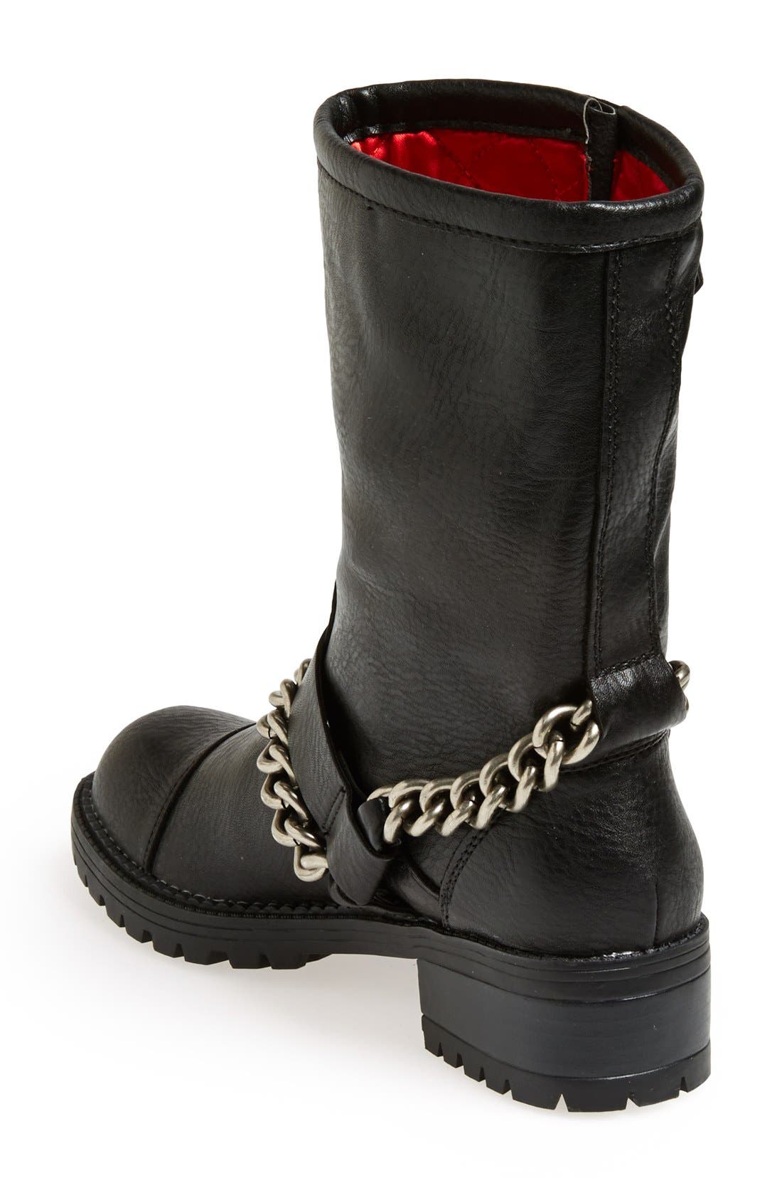KENDALL + KYLIE Madden Girl 'Bedforrd' Chain Wrapped Biker Bootie, Alternate, color, BLACK