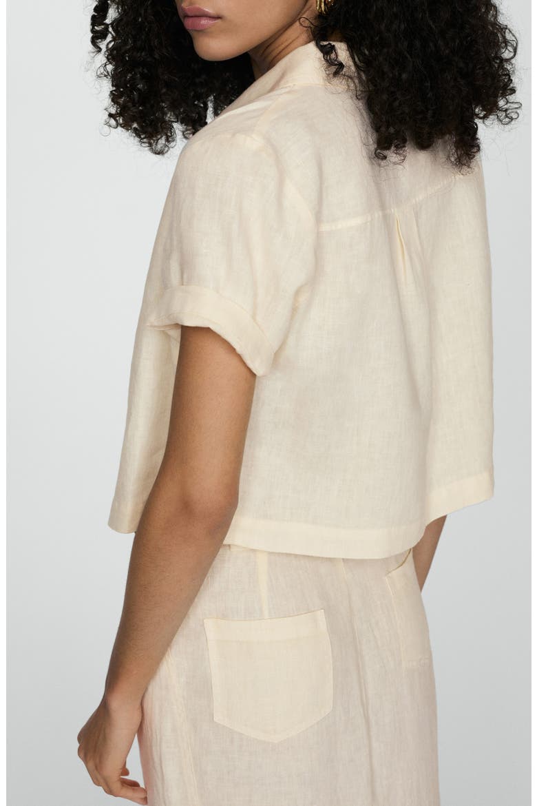 Short Sleeve Linen Button-Up Shirt, Alternate, color, PASTEL YELLOW