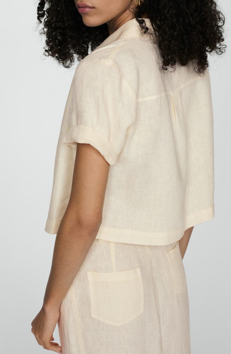 MANGO Short Sleeve Linen Button-Up Shirt, Alternate, color, 