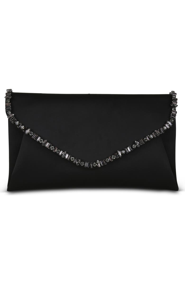 Jewel Badgley Mischka Mika Mix Crystal Neckline Envelope, Main, color, Black