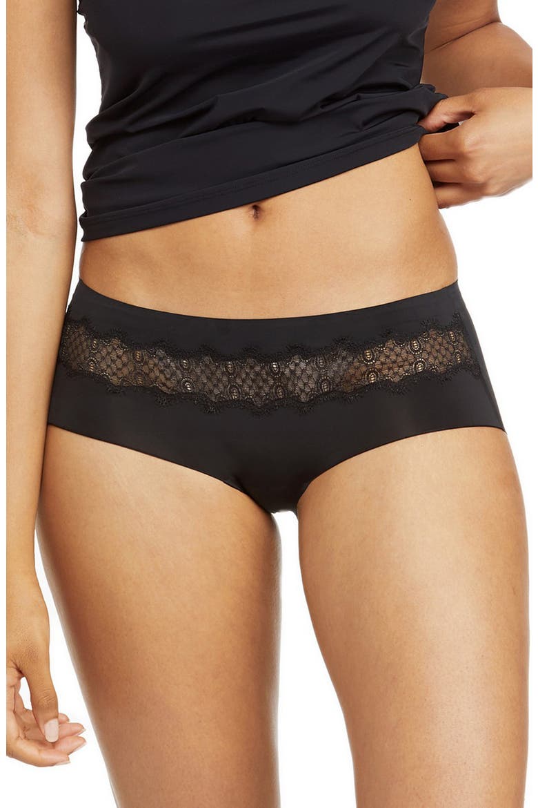 Soft Seamless Briefs with Lace, Main, color, TAP SHOE BLACK