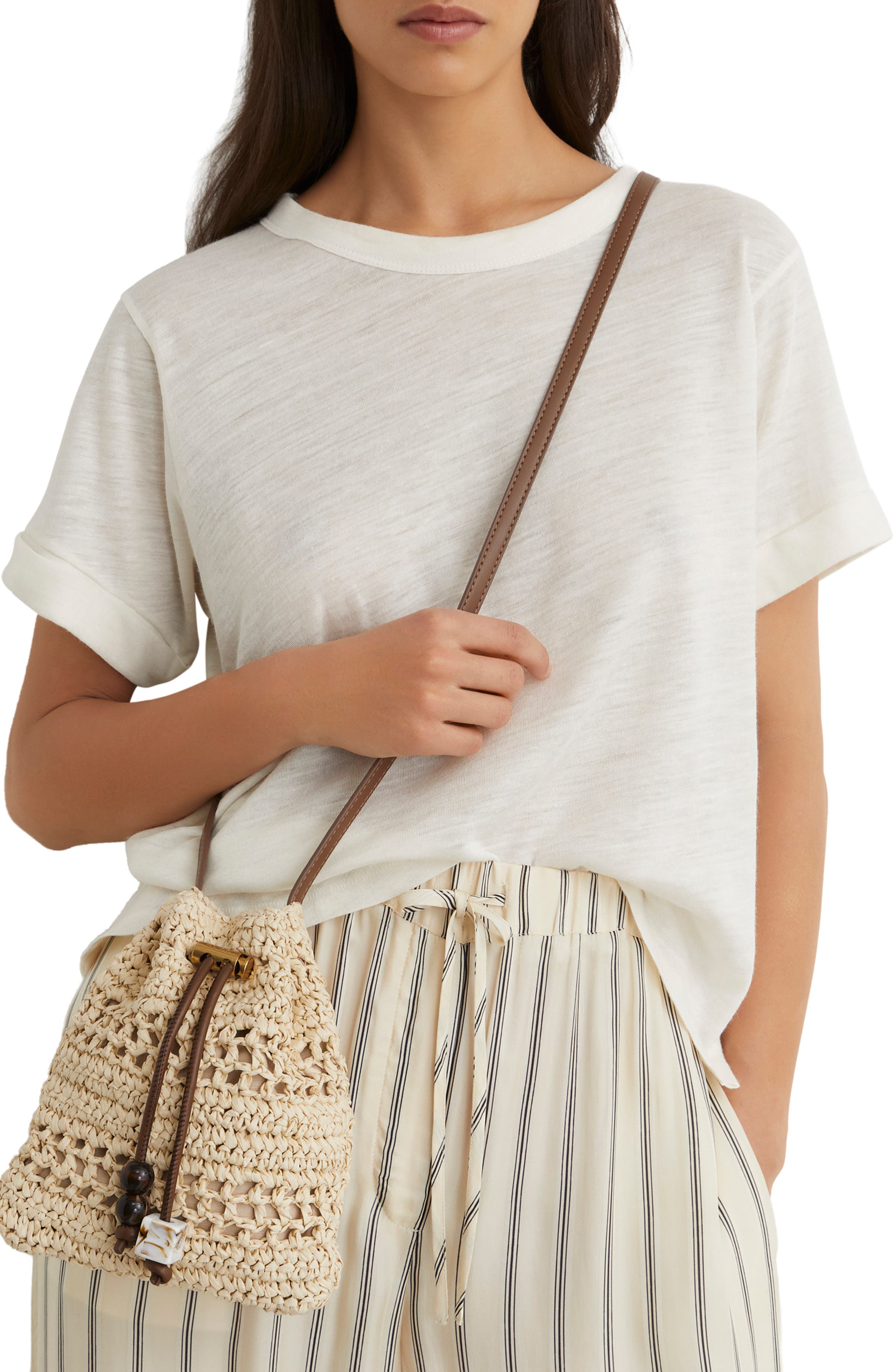 Esme Raffia Effect Mini Crossbody Bag, Alternate, color, NATURAL