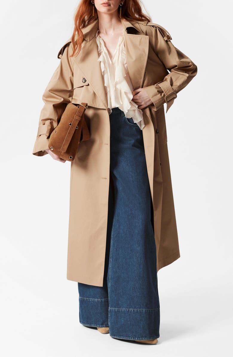 & Other Stories Belted Cotton Trench Coat, Main, color, Beige Medium Dusty