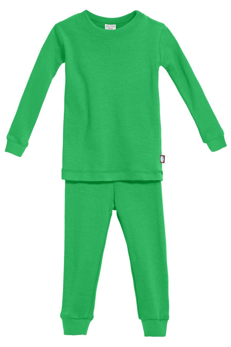 Boys and Girls Soft 100% Organic Cotton Pajama Set, Main, color, Elf Green