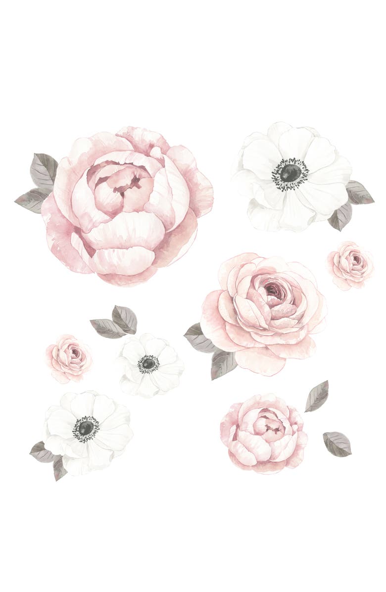 Lambs & Ivy Floral Garden Large Watercolor Flowers Wall Decals, Main, color, Pink