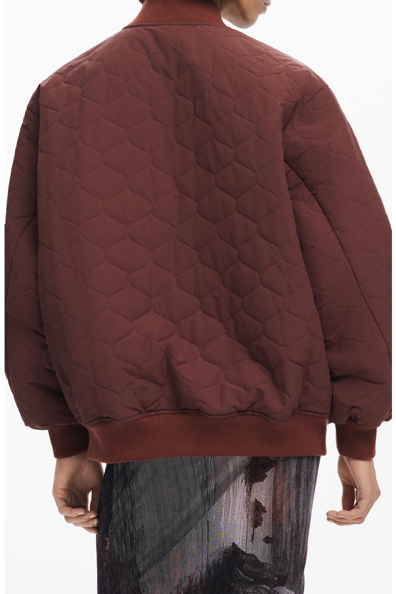 Onion Quilted Puffer Bomber Jacket, Alternate, color, DARK BROWN