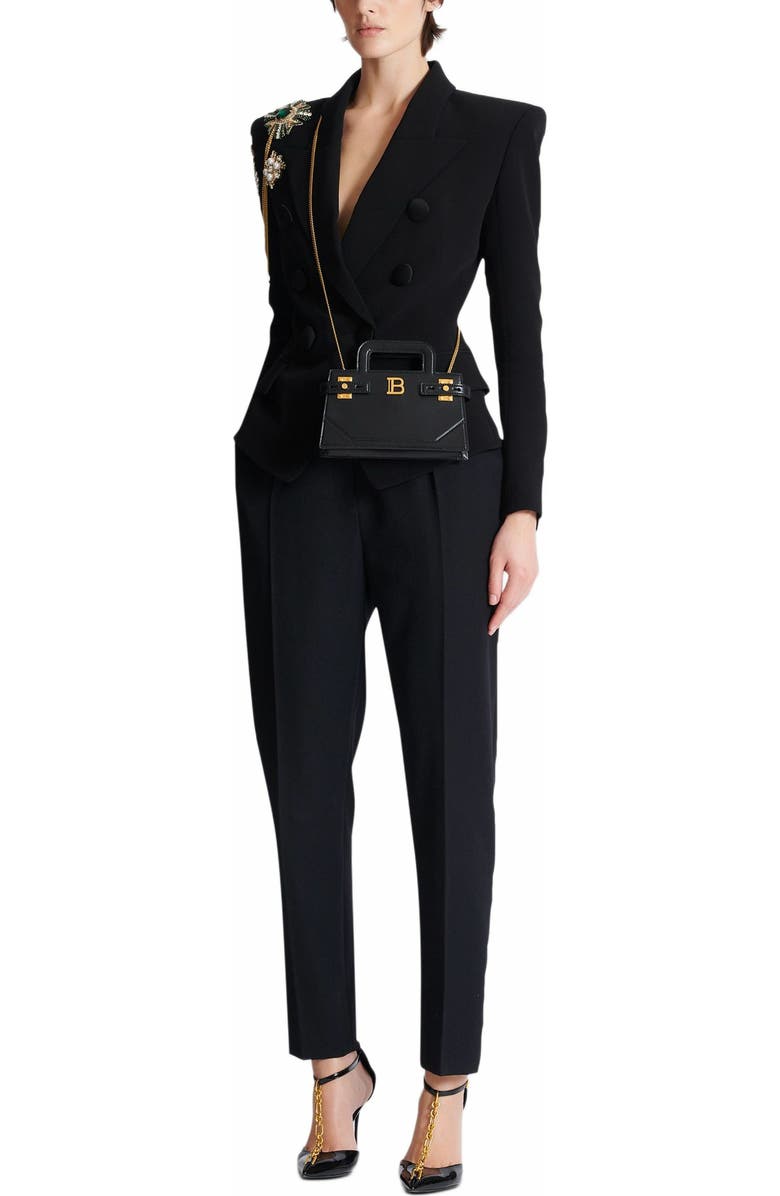 Balmain Small B-Buzz Top Handle Bag In Calfskin, Alternate, color,