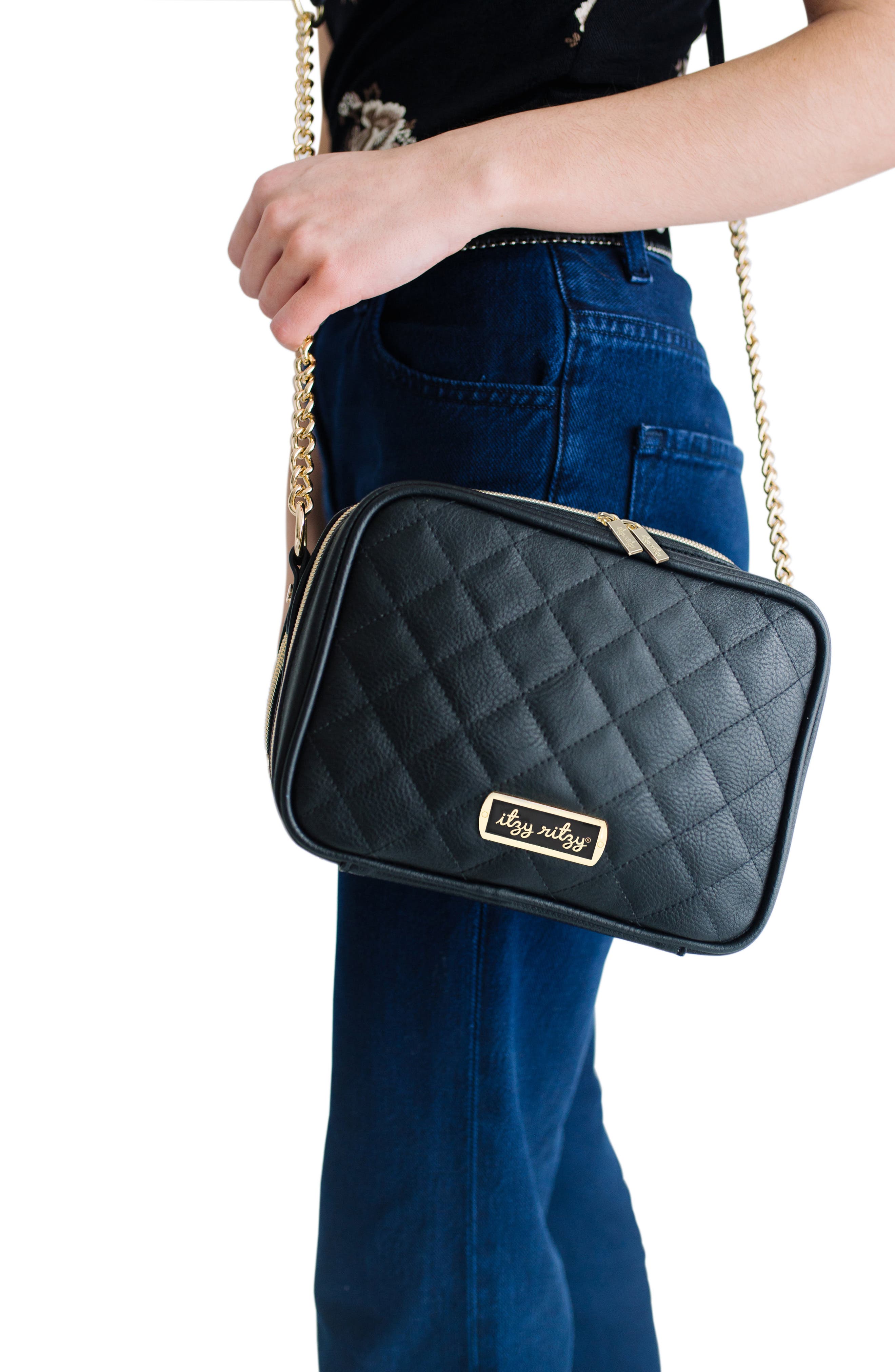 Itzy Ritzy Double Take Faux Leather Crossbody Diaper Bag, Alternate, color, 