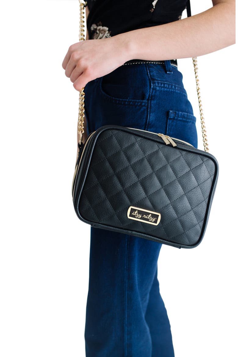 Double Take Faux Leather Crossbody Diaper Bag, Alternate, color, BLACK