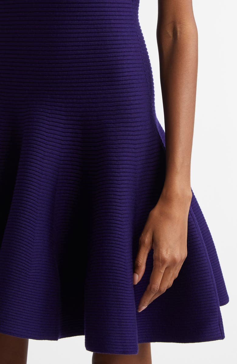 Alaïa Rib Wool Blend Skater Minidress, Alternate, color, Violet Fonce