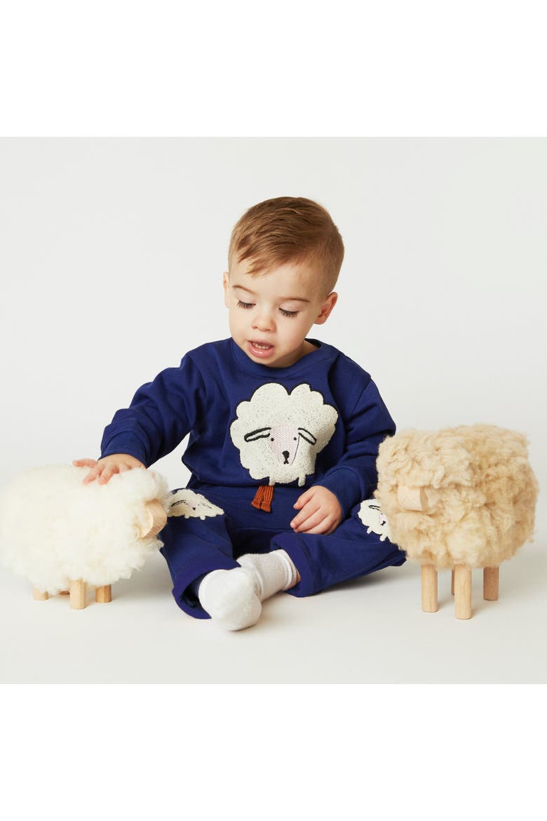 Embroidered Cozy Sheep Baby Jogger, Alternate, color, Natural