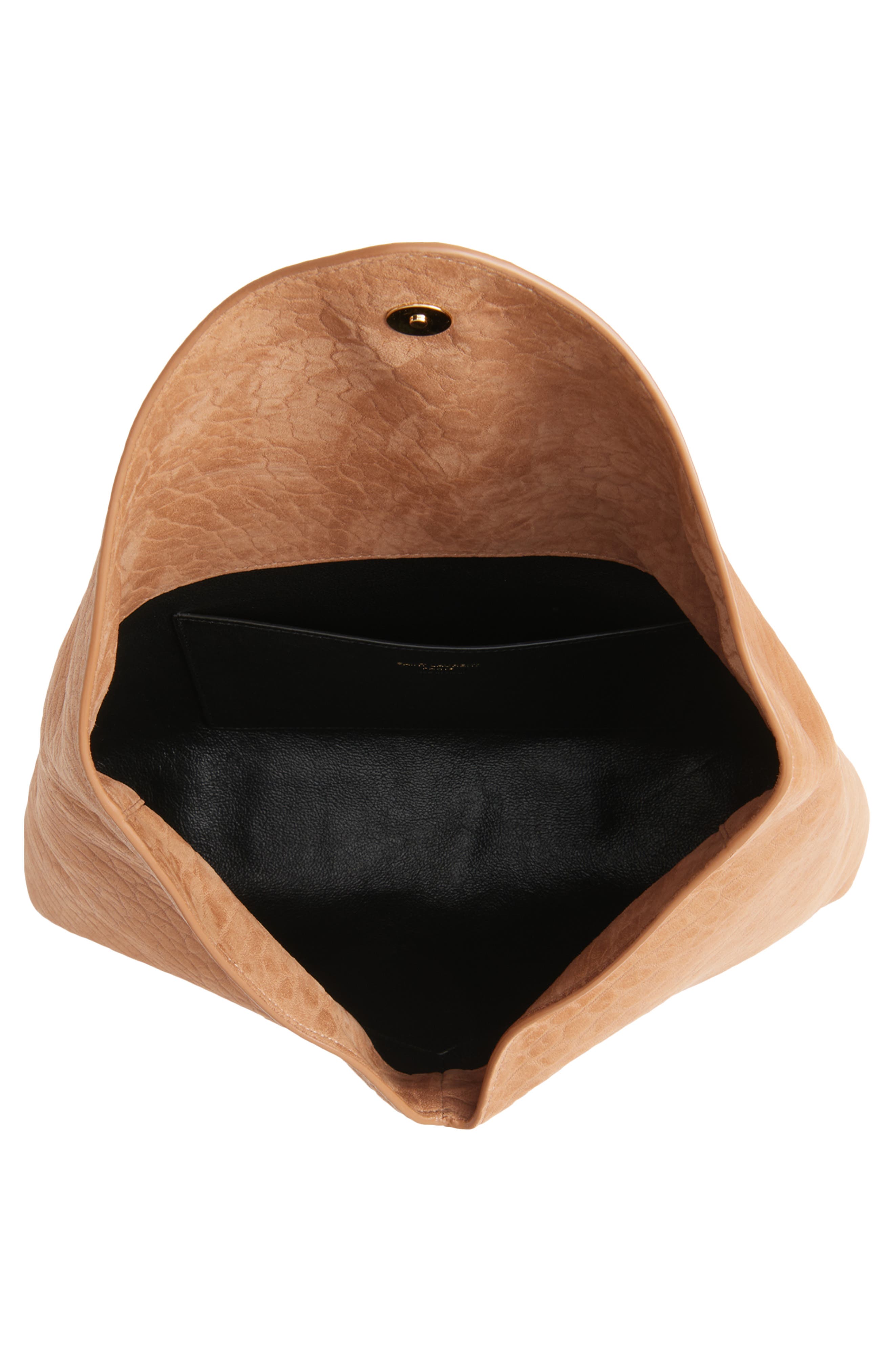 Saint Laurent Large Cassandre Leather Envelope Clutch, Alternate, color, Honey Caramel