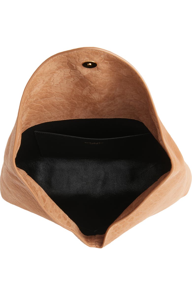 Saint Laurent Large Cassandre Leather Envelope Clutch, Alternate, color, Honey Caramel