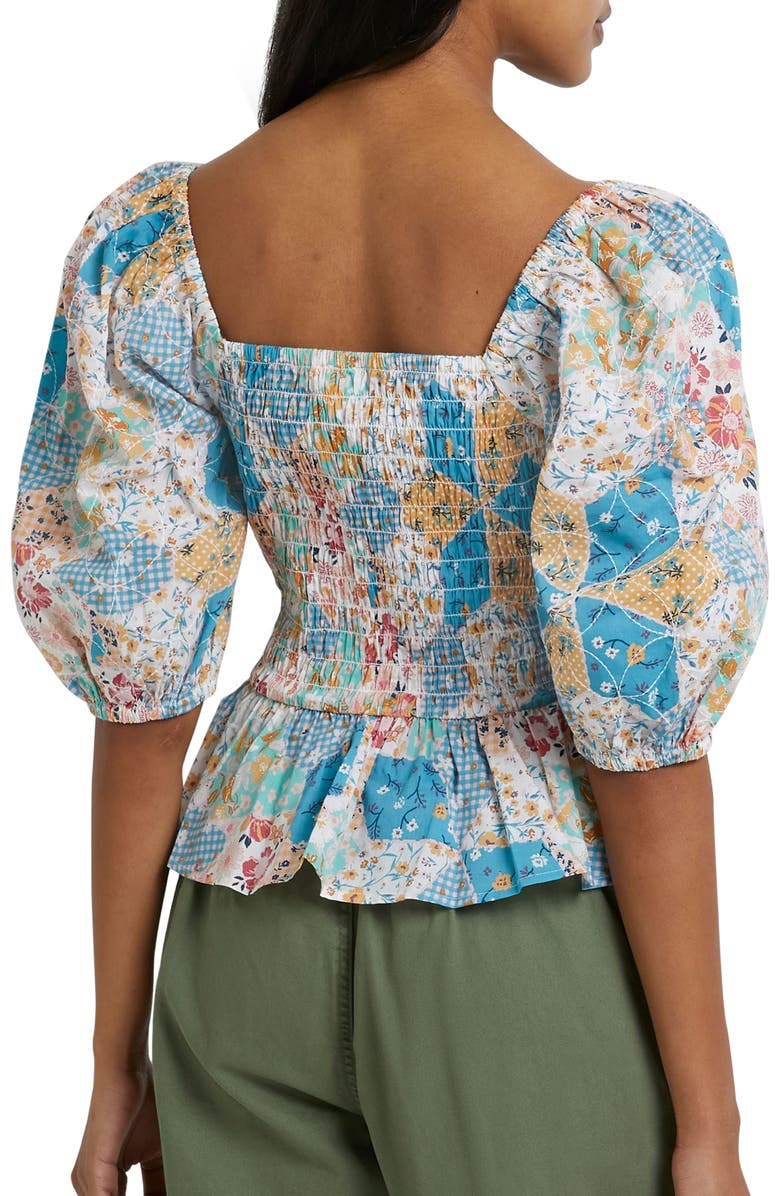 River Island Patchwork Peplum Top, Alternate, color,