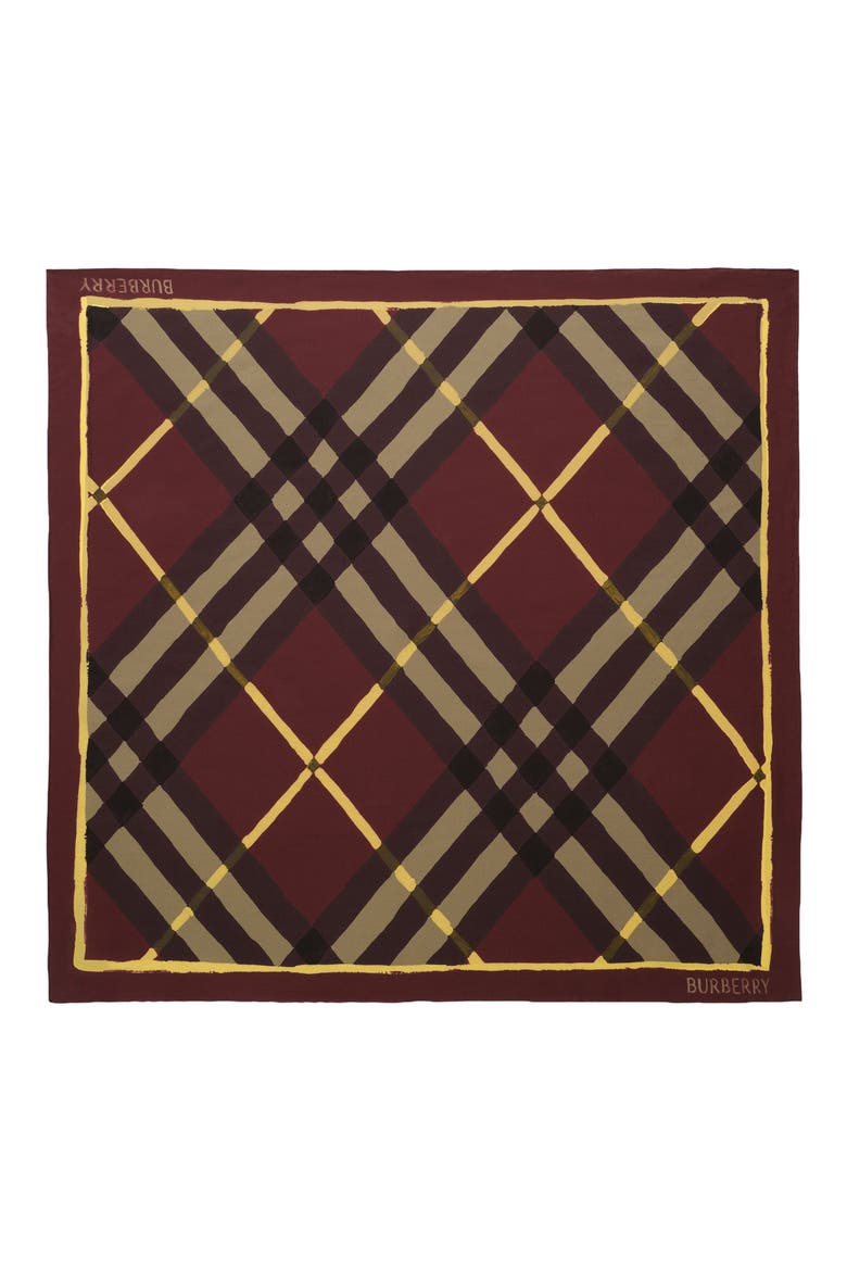 Argyle Check Silk Poplin Square Scarf, Alternate, color, VINEYARD RED