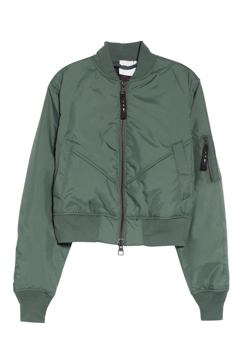 Full Zip Bomber Jacket, Alternate, color, CHALKGRN