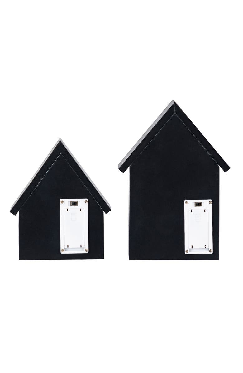 Glitzhome Set of 2 Lighted Halloween Wooden House-shaped Table Decor, Alternate, color, Black