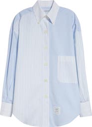 Thom Browne Fin-Mix Stripe Supima® Cotton Poplin Button-Down Shirt