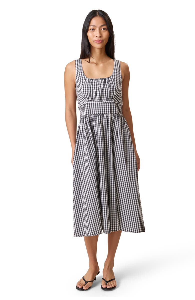 Kindred Bravely Gracie Poplin Nursing Midi Dress, Main, color, Black & White Gingham