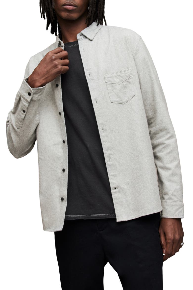 Arden Cotton Button-Up Shirt, Main, color, GREY MARL