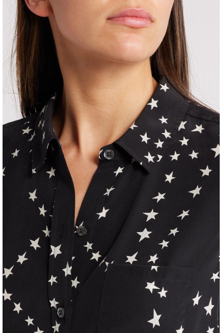 Kate Star Print Button-Up Shirt, Alternate, color, BLACK STAR CHAIN