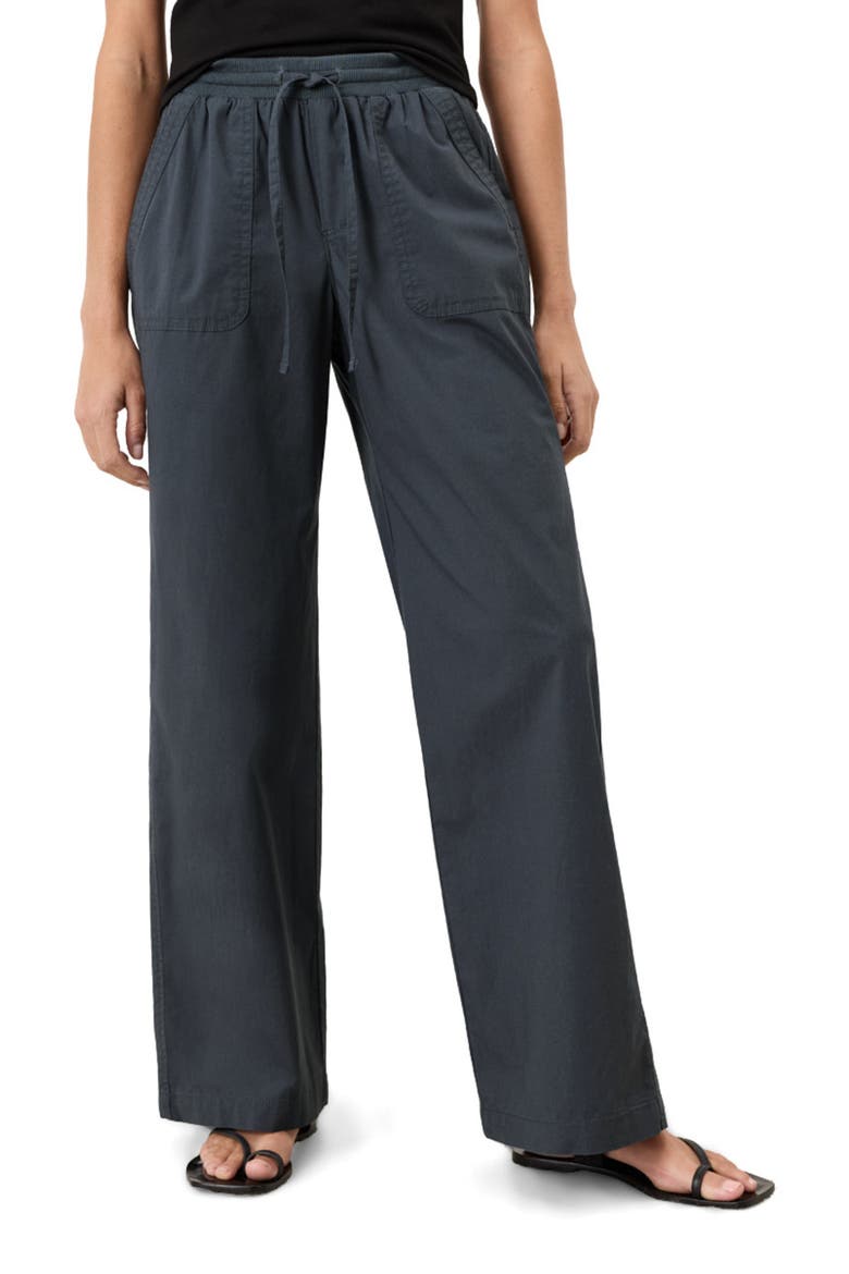 Organic Cotton Stretch Poplin Wide Leg Pant, Alternate, color, Steel Blue