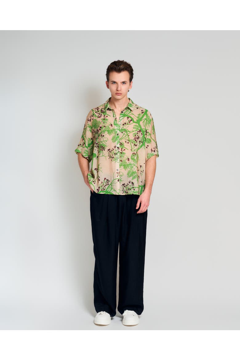 "Coco Dream" Oversized Hawaii Shirt, Alternate, color, Khaki & Green