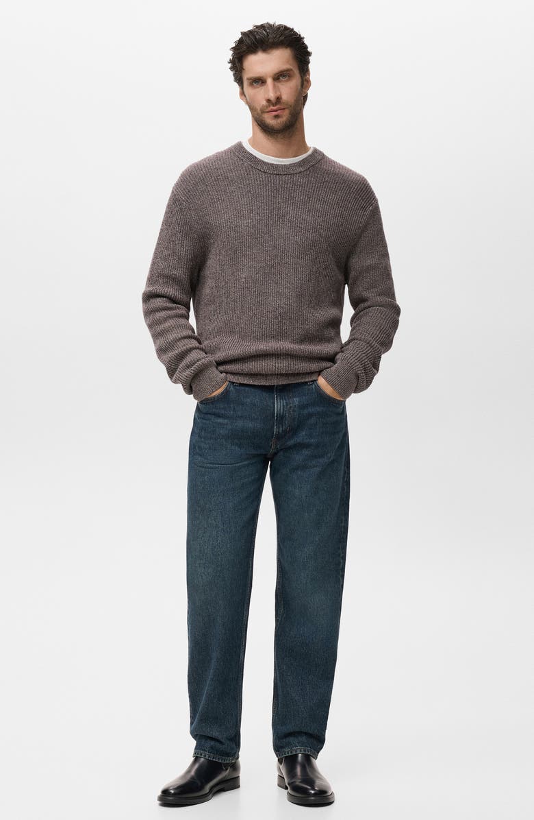 MANGO Marled Cotton Crewneck Sweater, Alternate, color, Wine