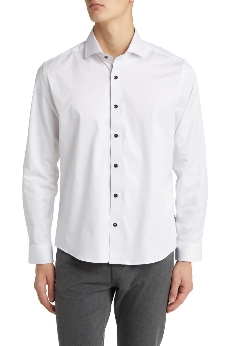 DRYTOUCH® Performance Sateen Button-Up Shirt, Main, color, WHITE