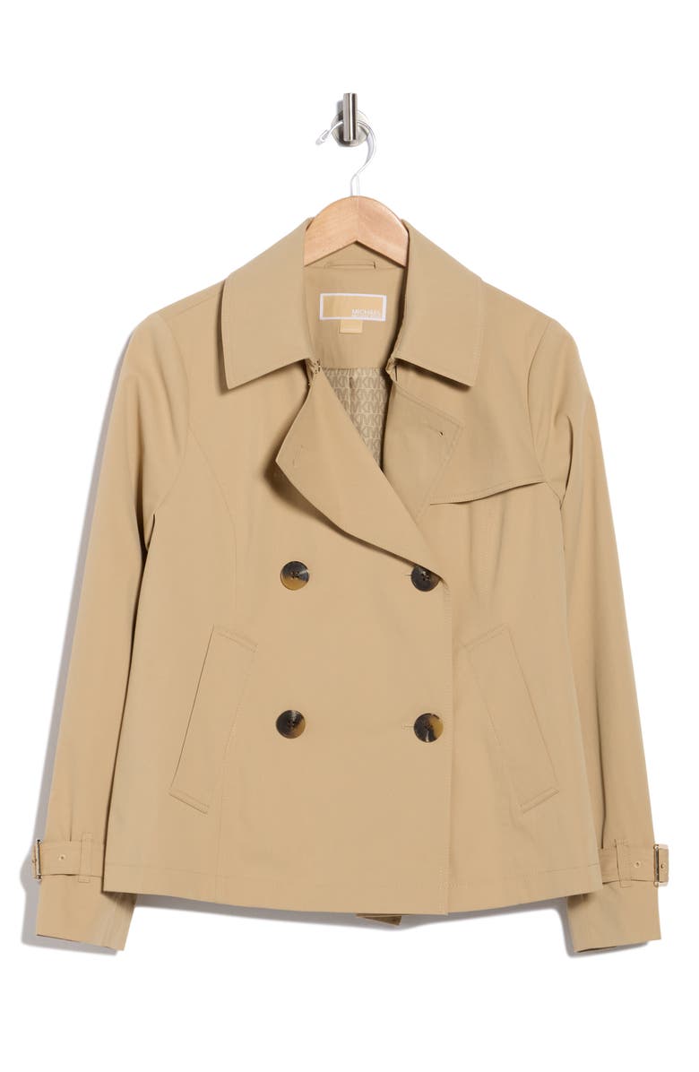 Michael Kors Short Trench Coat, Alternate, color, Khaki