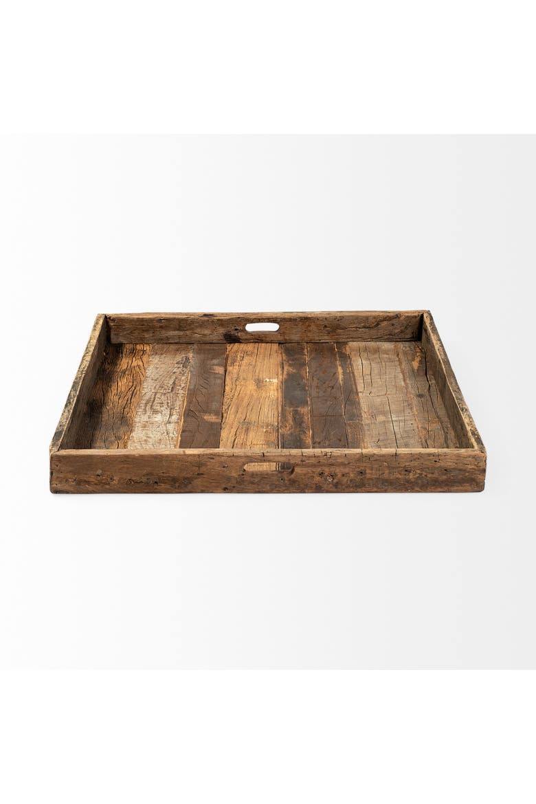 Carson Reclaimed Wood Tray, Alternate, color, Brown
