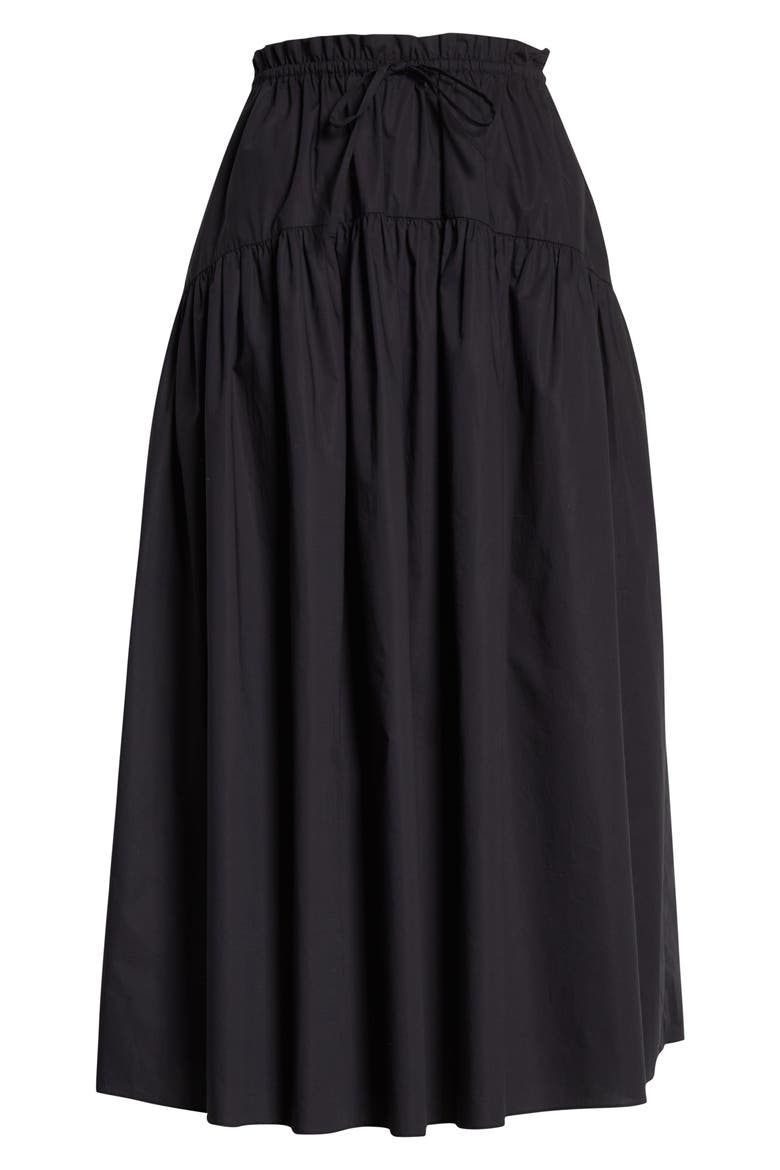 Ianna Tiered Cotton Skirt, Alternate, color, NOIR
