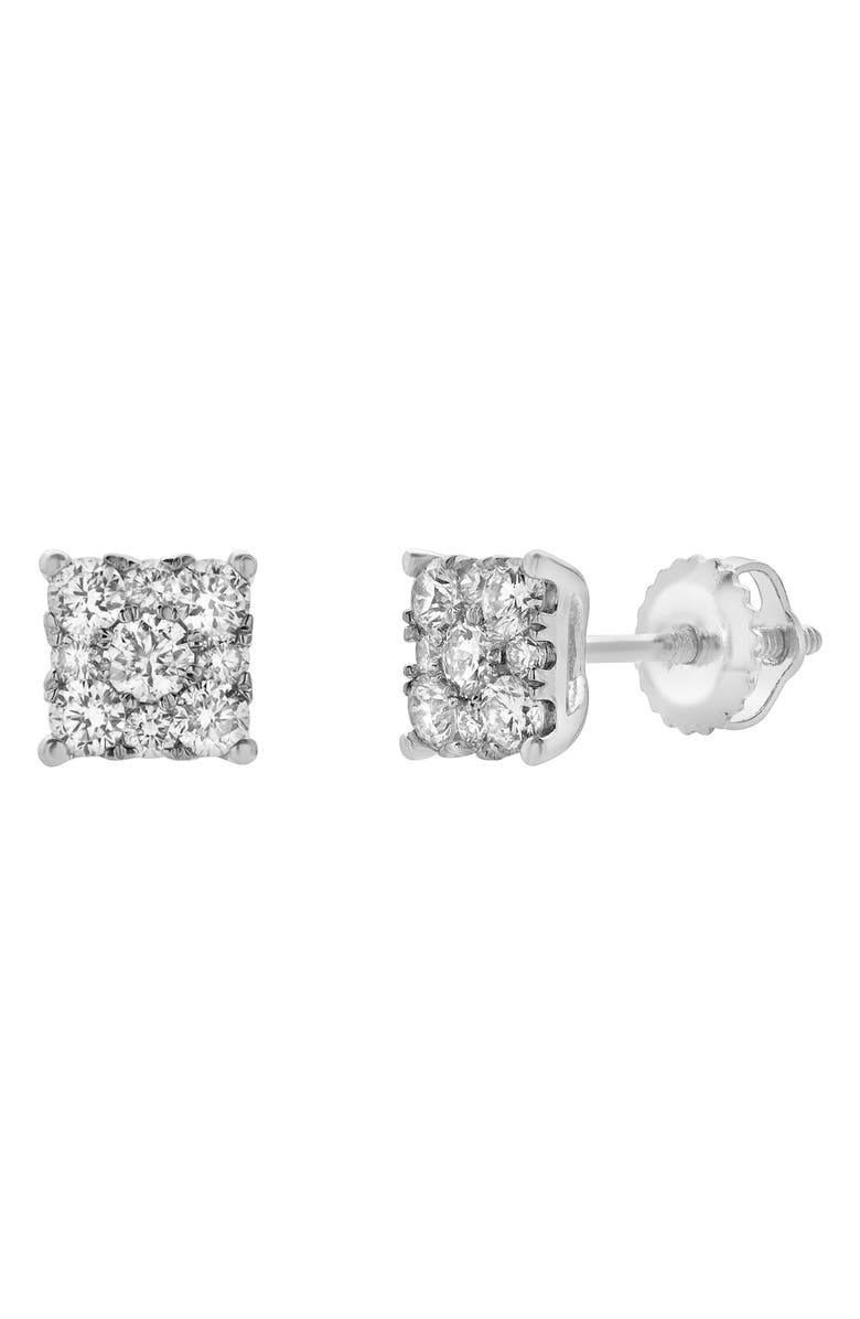 LuvMyJewelry Lab Grown Diamond Square Stud Earrings, Alternate, color, 14K White Gold