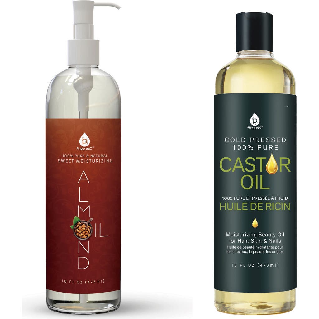 Pursonic Cold-pressed 100% Pure Castor Oil & 100% Natural Sweet Almond Oil In White