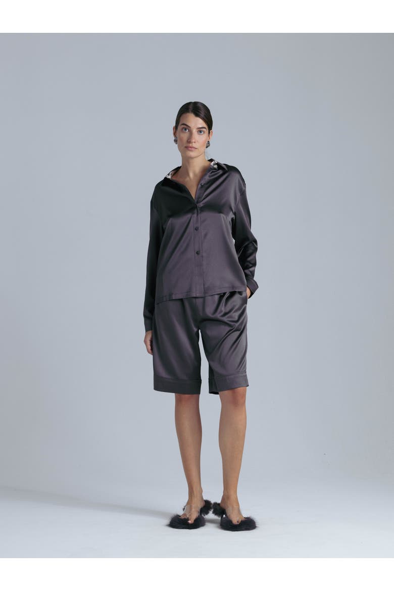 Silk Bermuda Shorts, Alternate, color, Magic Grey