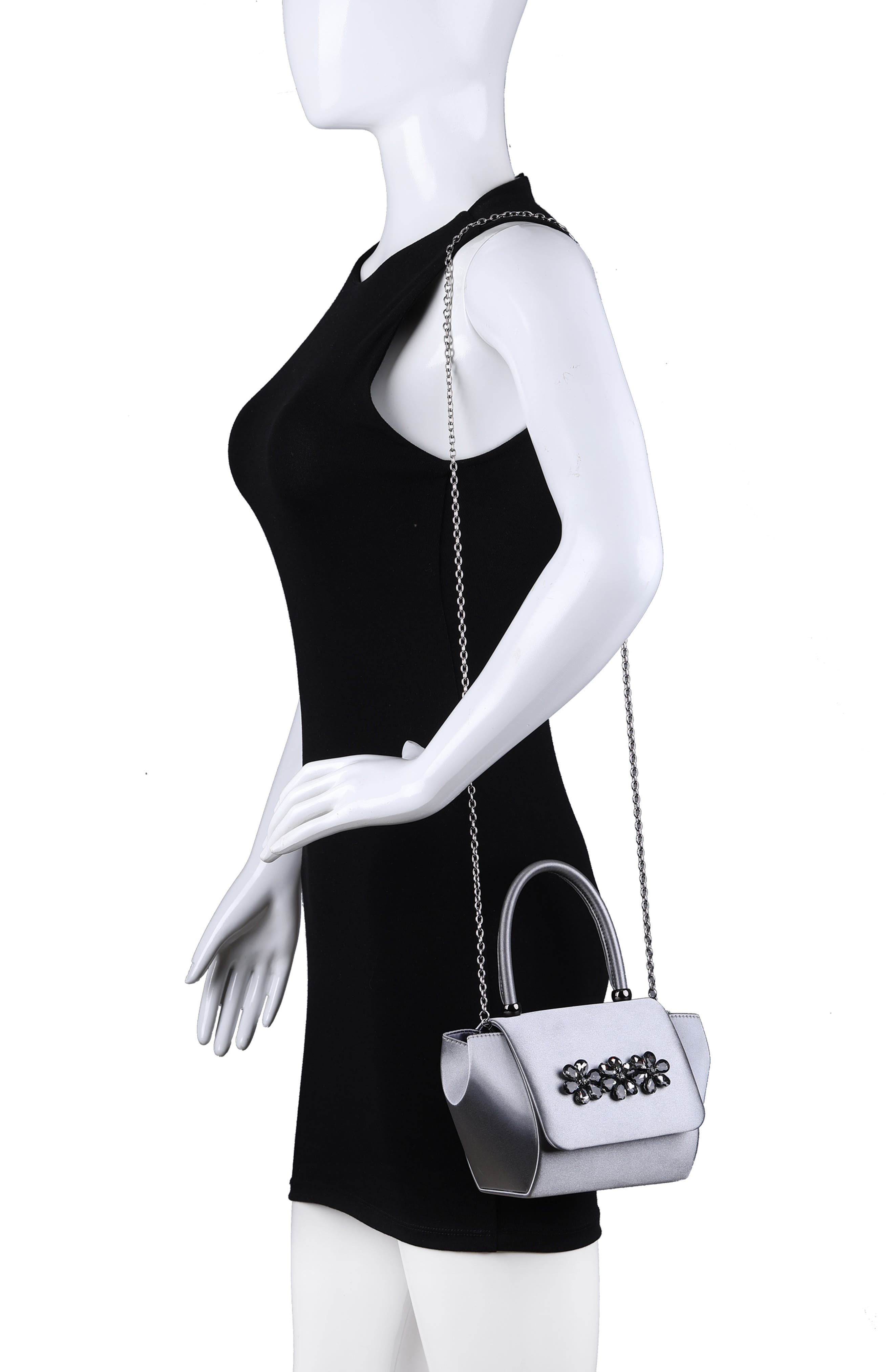 Liz Satin Handbag, Alternate, color, PEWTER
